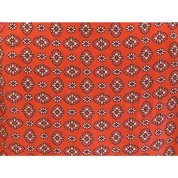 J. Jill Orange Floral Print Short Sleeve Button Down Blouse, Boho, Tassels, XL - Picture 6 of 12